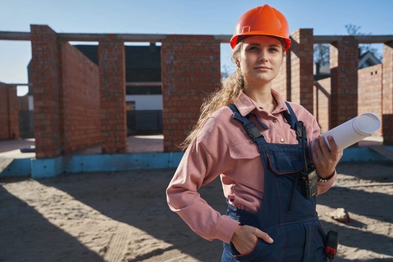 Successful young woman pursuing career in construction industry
